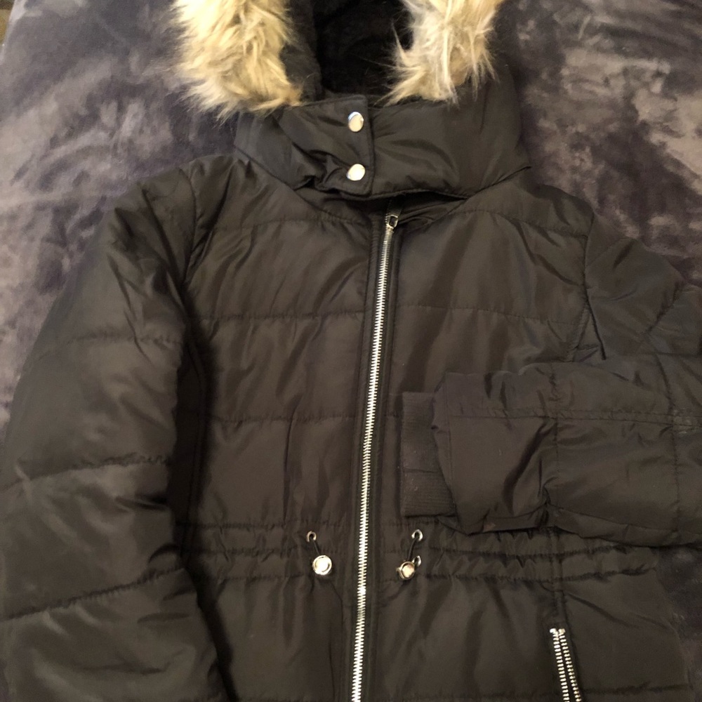 H&M Fur Hood Puffer Jacket Coat